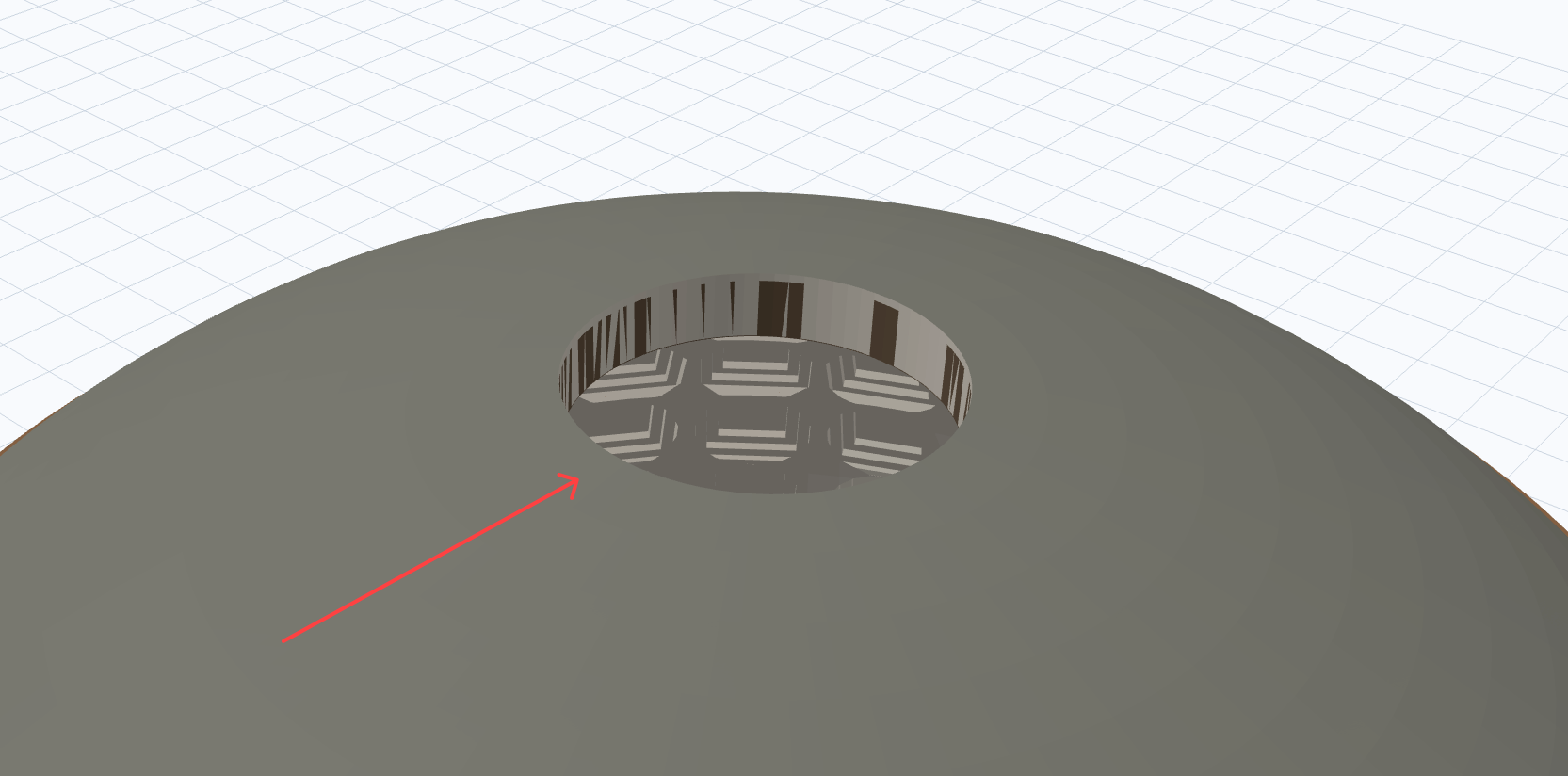 Close-up of the Antigravity Pantheon model showing the coffered ceiling pattern visible through the oculus