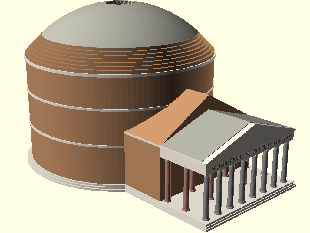 Google Antigravity 2.0 with Gemini 3.5 Flash High OpenSCAD render of the Pantheon