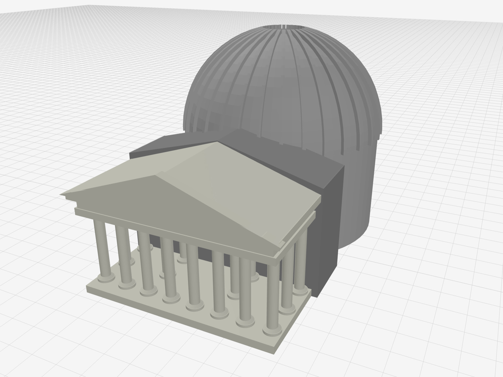 ModelRift Gemini Flash 3 OpenSCAD render of the Pantheon after human-in-the-loop iteration