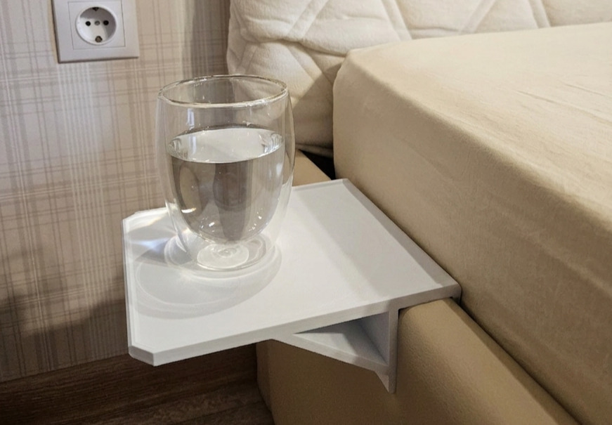 Bedside clip-on shelf tray for bed. Customizable